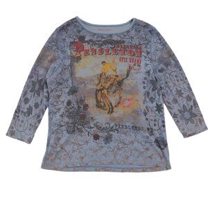 Pendleton Y2K Western Cowboy Graphic 3/4 Sleeve Shirt | Floral | VGUC | L